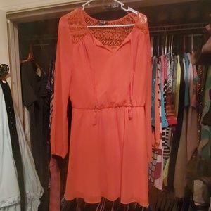Coral colored fall dress